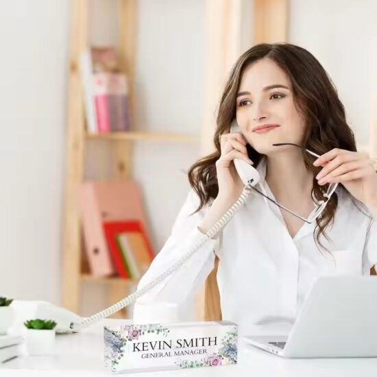 Blank clear acrylic desk name plate for custom office use