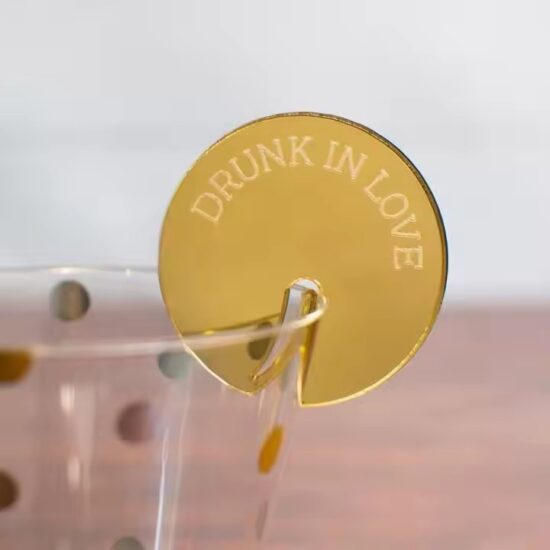 Custom round acrylic tags in various finishes and colors