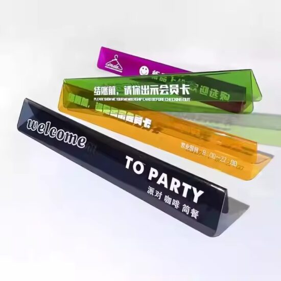 Custom Printed Transparent Acrylic Table Sign for Events or Office Displays