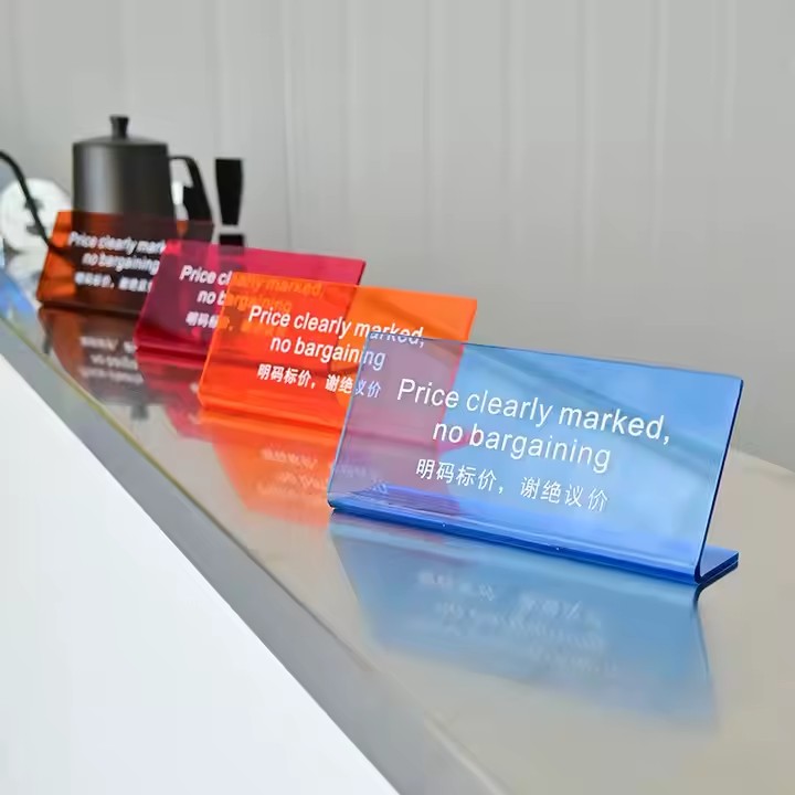 Custom Printed Transparent Acrylic Table Sign for Events or Office Displays