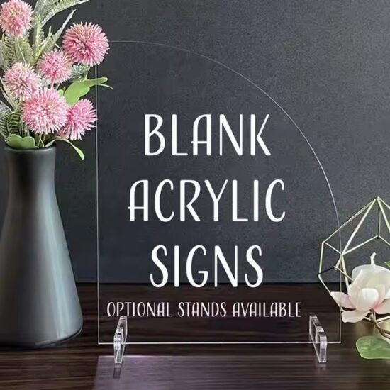Custom Printed Acrylic Desk Sign with Personalized Branding and Logo