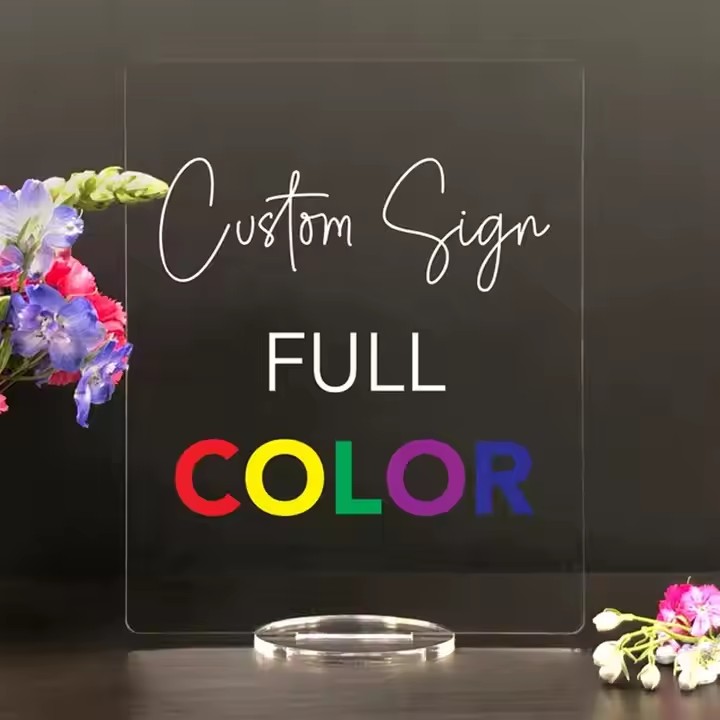 Custom Printed Acrylic Desk Sign with Personalized Branding and Logo