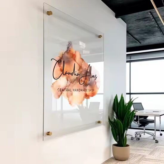 Custom Printed Acrylic Business Logo Sign for Office Wall Branding