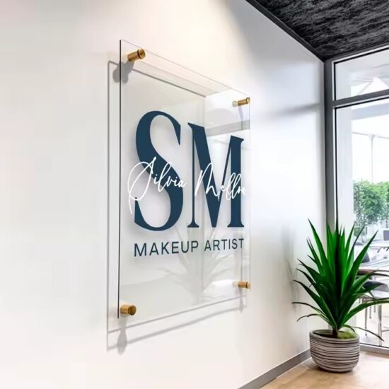 Custom Printed Acrylic Business Logo Sign for Office Wall Branding