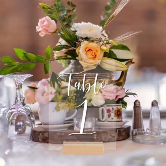 Engraved Acrylic Table Number Sign for Wedding or Restaurant Use
