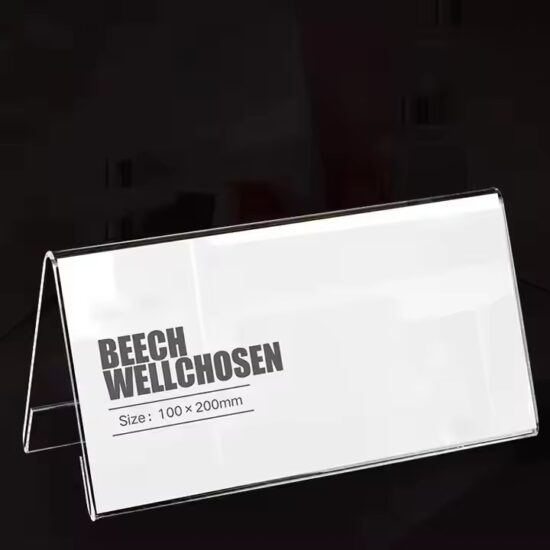 Double-Sided V-Shaped Transparent Acrylic Desk Name Plate Display
