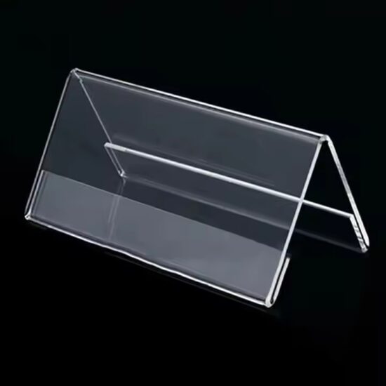 Double-Sided V-Shaped Transparent Acrylic Desk Name Plate Display