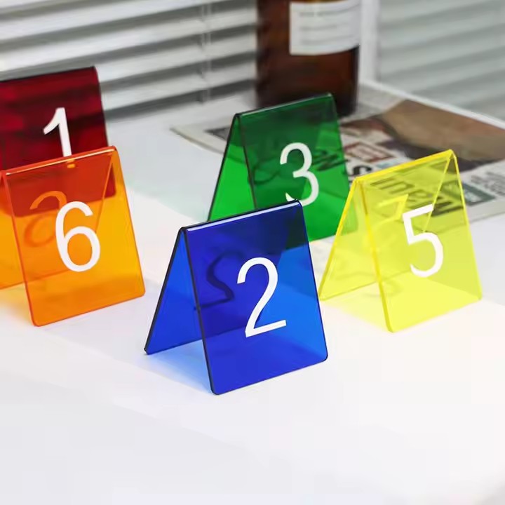 Custom Acrylic Table Number Sign with Printed Numbers for Wedding or Event