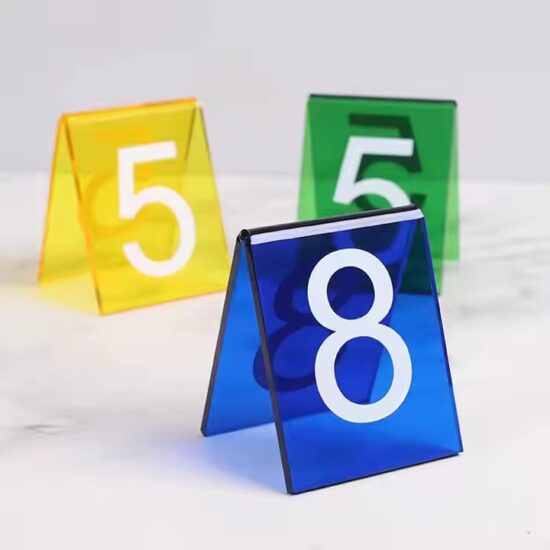 Custom Acrylic Table Number Sign with Printed Numbers for Wedding or Event