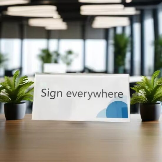 V-Shaped Acrylic Office Desk Name Plate with Custom Printing