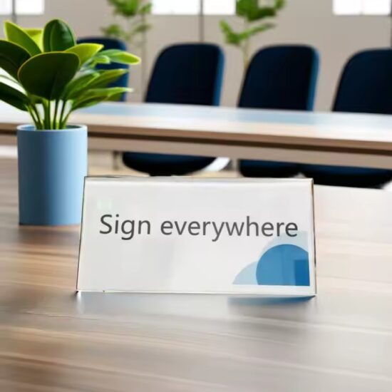 V-Shaped Acrylic Office Desk Name Plate with Custom Printing