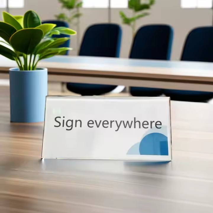V-Shaped Acrylic Office Desk Name Plate with Custom Printing