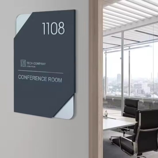Custom acrylic conference room door sign for office use