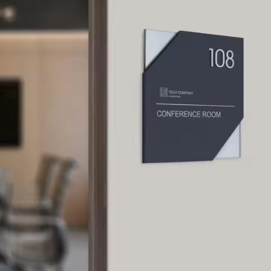 Custom acrylic conference room door sign for office use