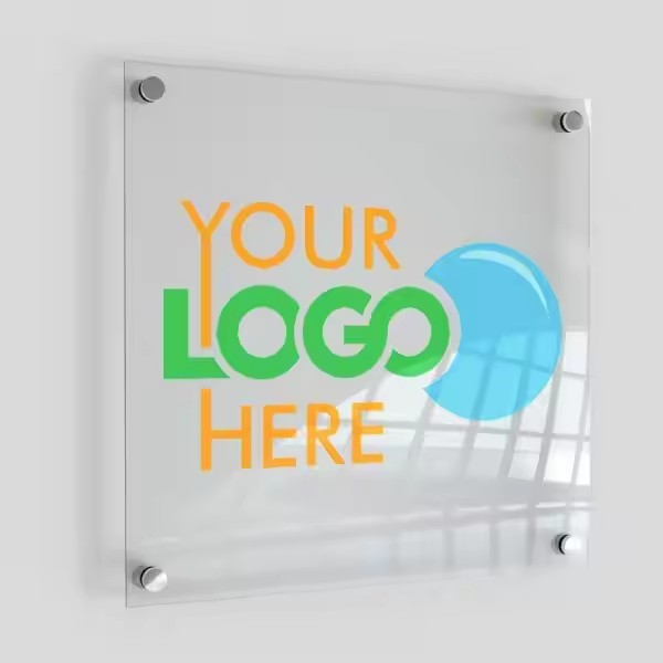 Transparent custom acrylic door panel for modern office interiors