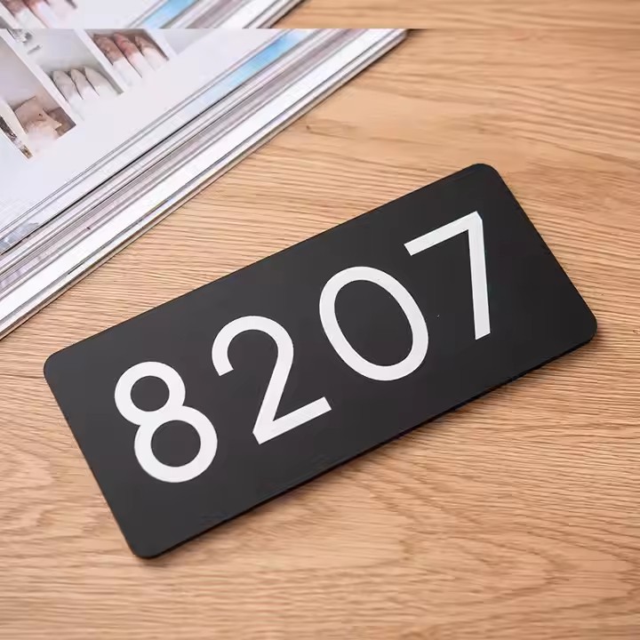 3D acrylic apartment number door plate with raised digits