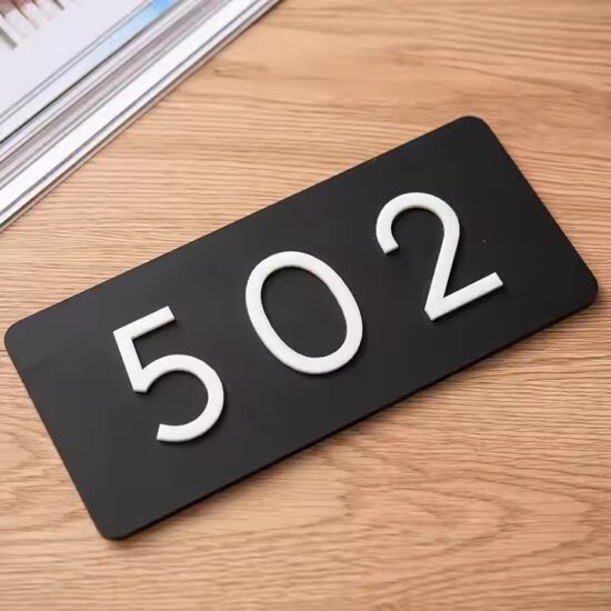 3D acrylic apartment number door plate with raised digits