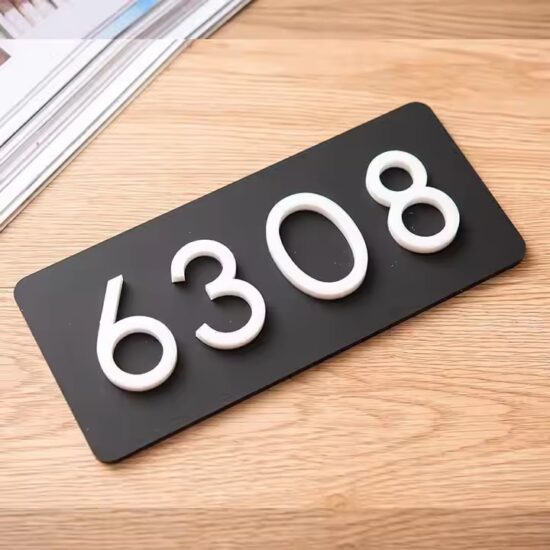 3D acrylic apartment number door plate with raised digits