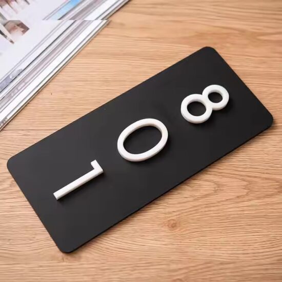 3D acrylic apartment number door plate with raised digits