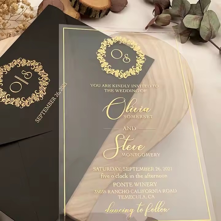 Engraved Clear Acrylic Wedding Invitation Sign for Table Decoration