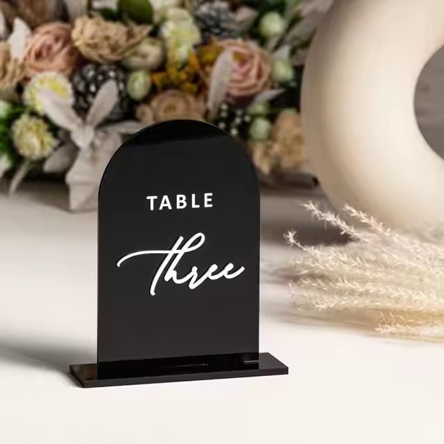 Laser Engraved Acrylic Table Sign for Weddings
