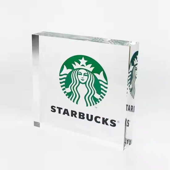 Transparent acrylic desk name plate with sublimation logo and photo