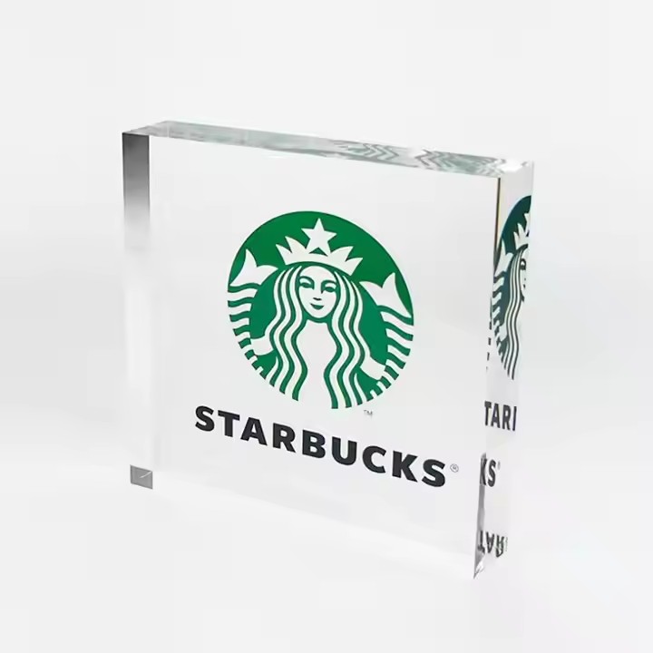 Transparent acrylic desk name plate with sublimation logo and photo