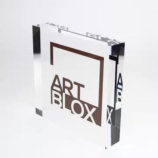 Transparent acrylic desk name plate with sublimation logo and photo