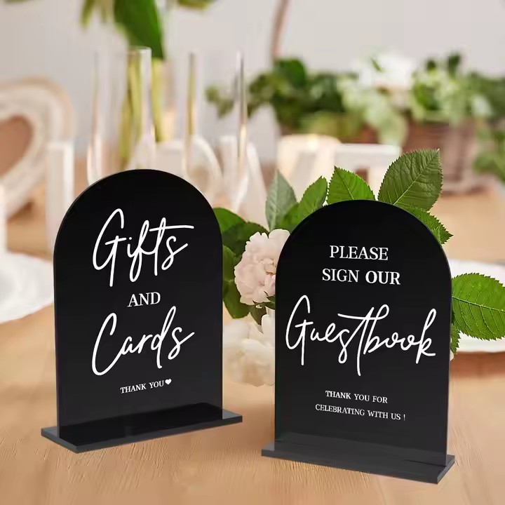Personalized Acrylic Wedding Sign Display with Laser Engraving