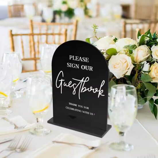 Personalized Acrylic Wedding Sign Display with Laser Engraving