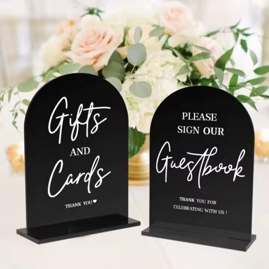 Personalized Acrylic Wedding Sign Display with Laser Engraving