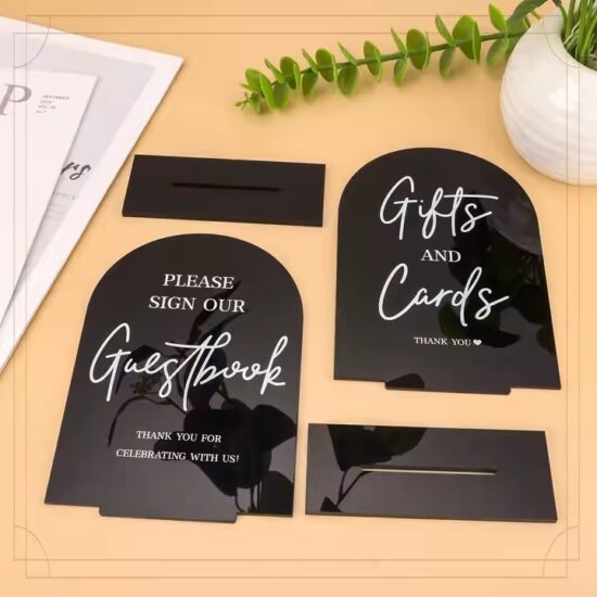 Personalized Acrylic Wedding Sign Display with Laser Engraving