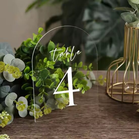 Clear Acrylic Engraved Wedding Table Number Sign