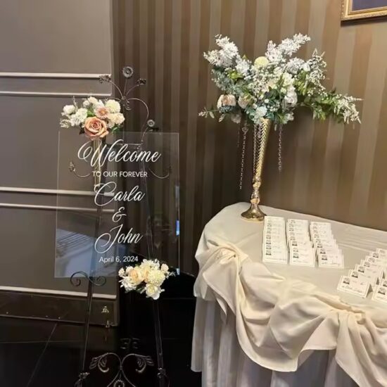Modern Acrylic Wedding Welcome Sign with Laser Engraving
