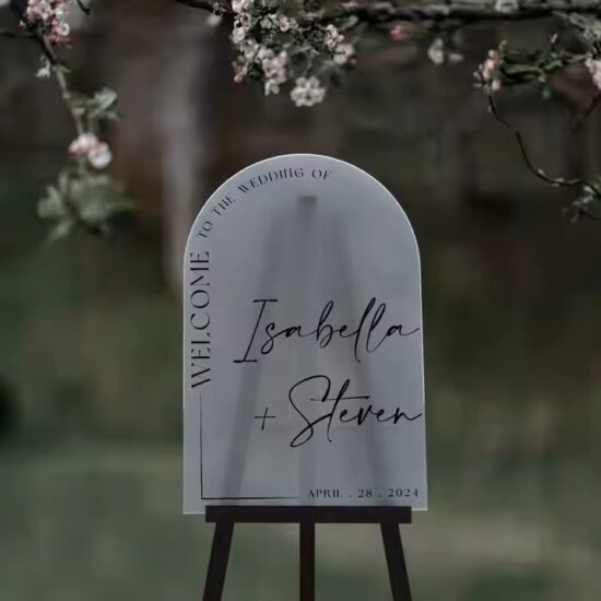 Modern Acrylic Wedding Welcome Sign with Laser Engraving