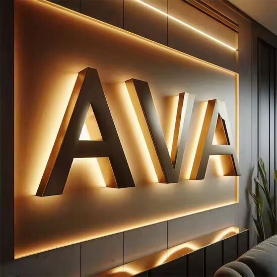 Gold Acrylic Outdoor Company Logo Sign with Raised Lettering