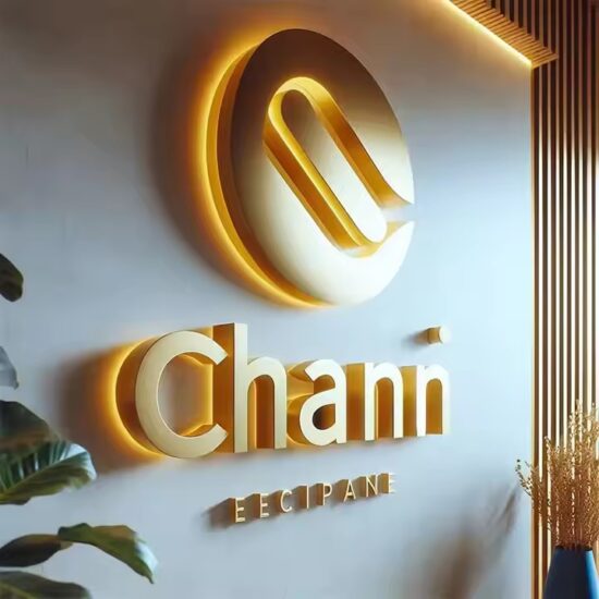 Gold Acrylic Outdoor Company Logo Sign with Raised Lettering