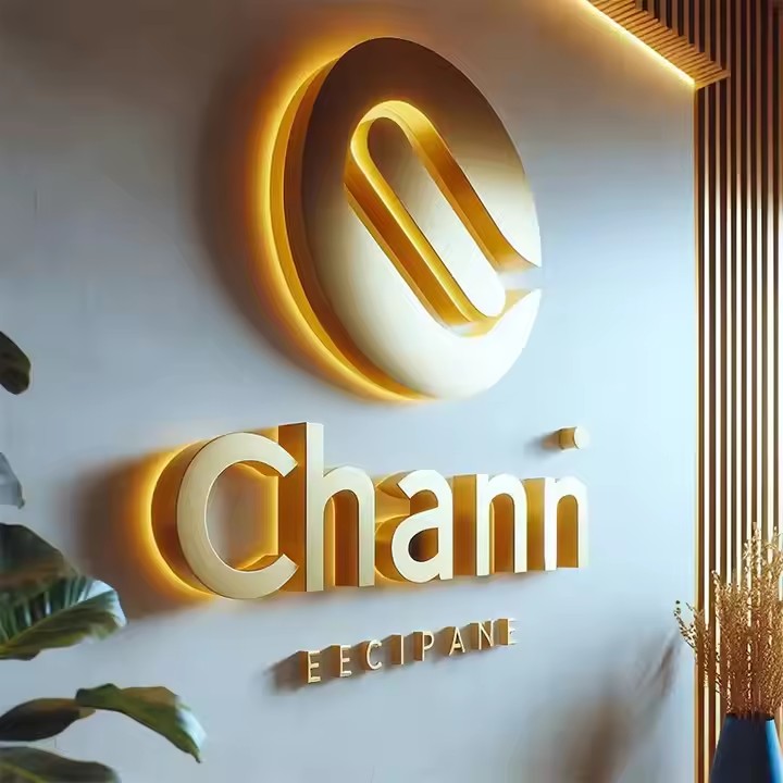 Gold Acrylic Outdoor Company Logo Sign with Raised Lettering
