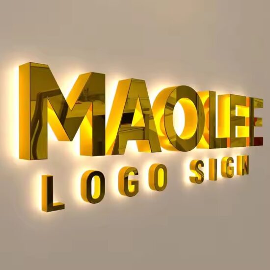 Gold Acrylic Outdoor Company Logo Sign with Raised Lettering