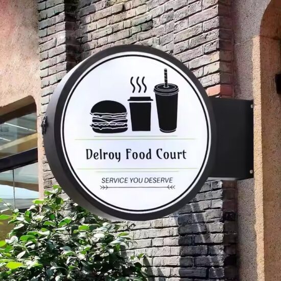 Double-Sided Illuminated Outdoor Acrylic Sign for Commercial Use