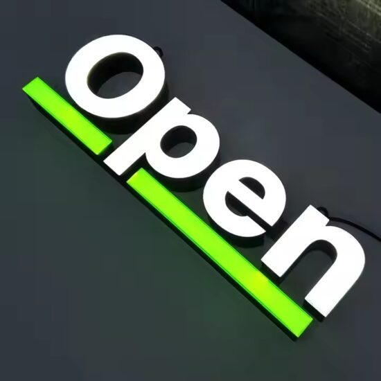 Illuminated Outdoor Acrylic Storefront Sign with LED Lighting

