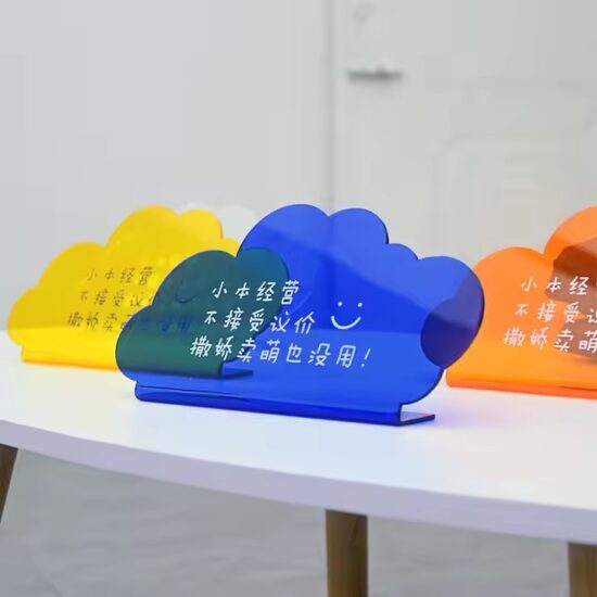Cloud-Shaped L-Style Acrylic Desk Sign with Custom Full-Color Printing
