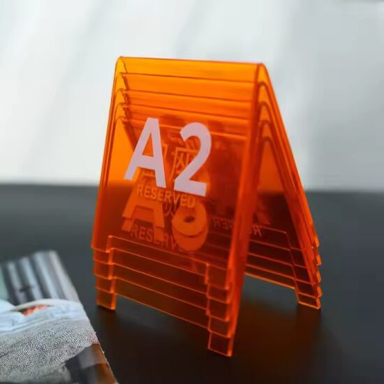 Clear Acrylic Desktop Table Number Sign with Custom Print