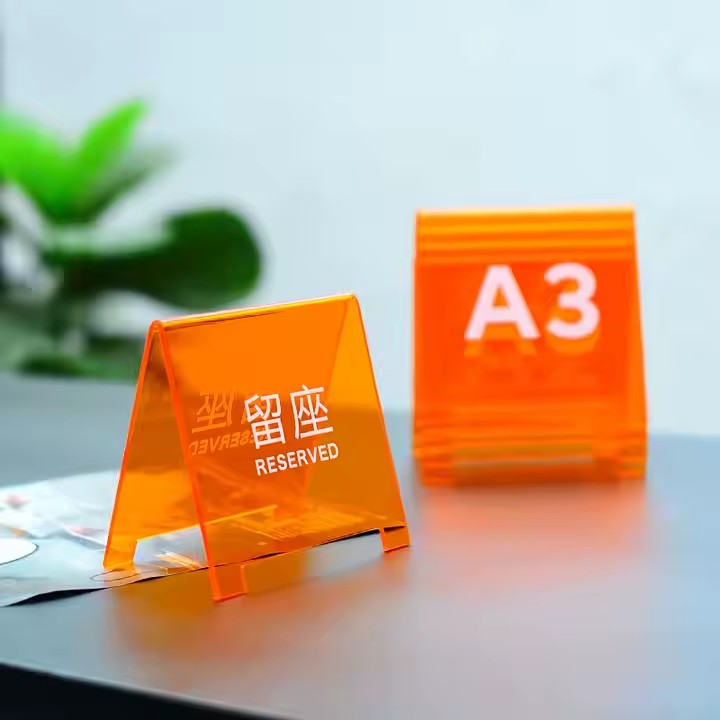 Clear Acrylic Desktop Table Number Sign with Custom Print