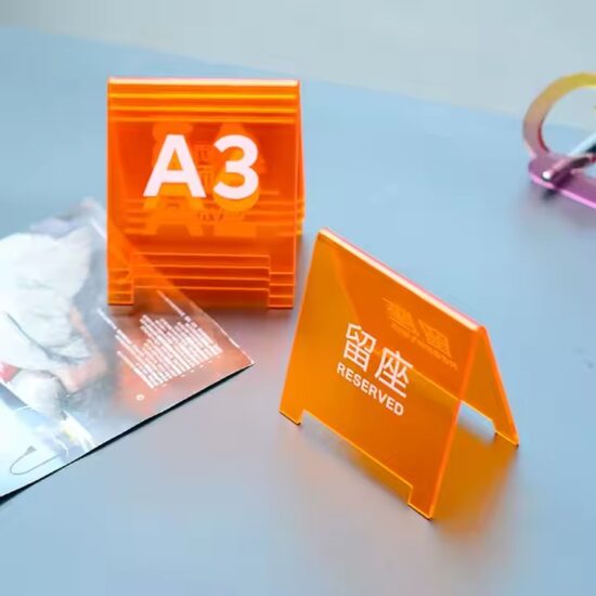 Clear Acrylic Desktop Table Number Sign with Custom Print
