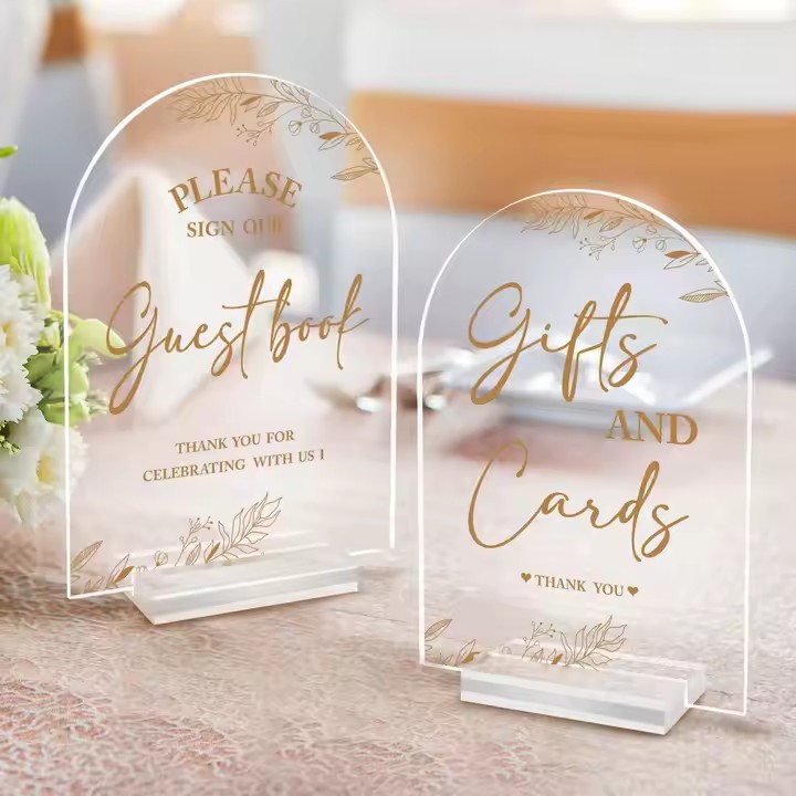 Clear Acrylic Engraved Wedding Sign with Custom Text