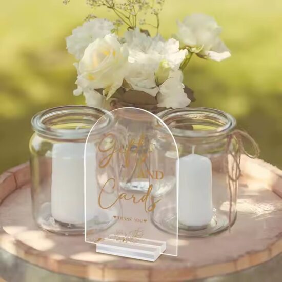 Clear Acrylic Engraved Wedding Sign with Custom Text