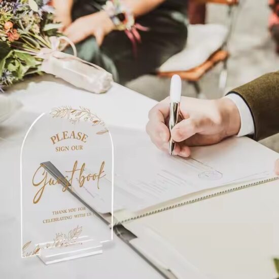 Clear Acrylic Engraved Wedding Sign with Custom Text