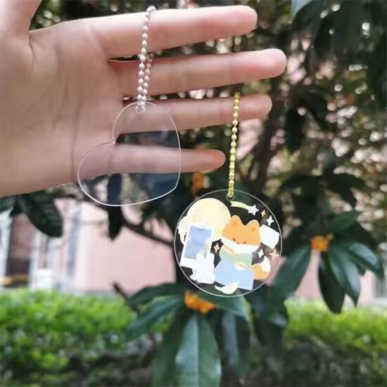Clear Glitter Acrylic Keychain Tag with Custom Print