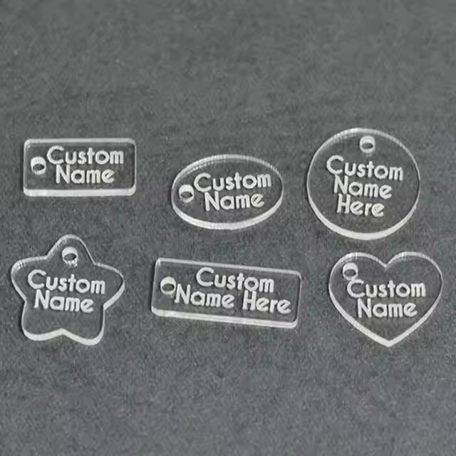 Clear Glitter Acrylic Keychain Tag with Custom Print